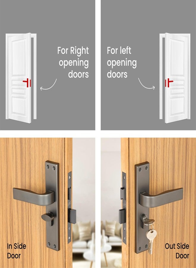 LAPO Main Door Handle Set, Heavy Duty Front Door Lock Set with Keys 60mm Cylinder, 45x50mm Lockbody - Ideal for Home, Bedroom, Office, Hotel (Black Finish, 3 Years Warranty) CY-289 - Image 5